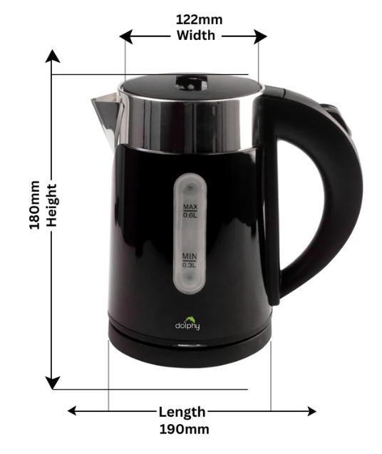 0.6L Stainless Steel Electric Kettle Black