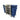 Grey housekeeping trolley cart with integrated waste bin and multiple shelves