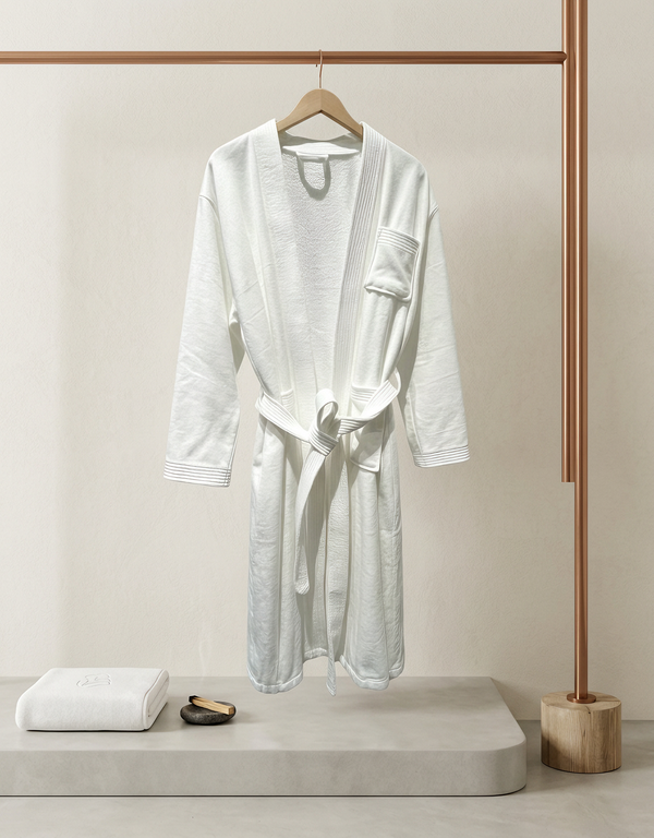 Cotton Velour Bathrobe - White