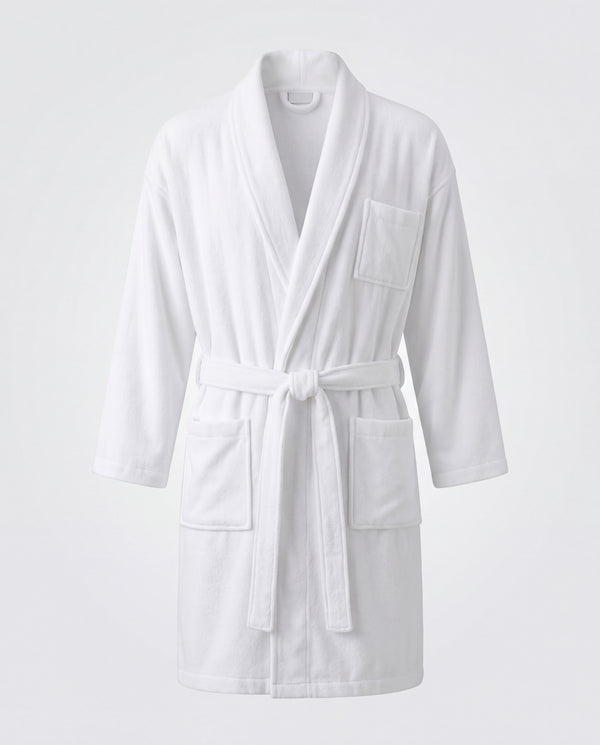 Plush Bathrobe 100% Microfibre - White
