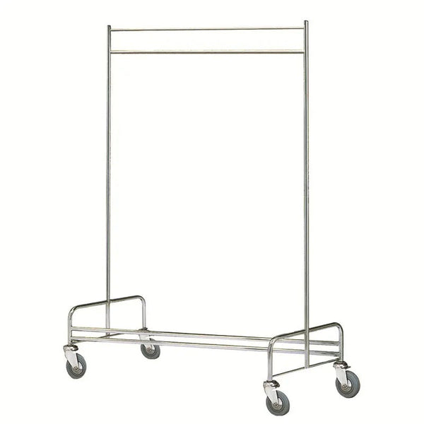 Stainless steel laundry trolley in silver with deep canvas basket