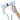 Wall mounted hair dryer in white with handle and coiled hose