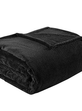 Plush Microfibre Black Blanket